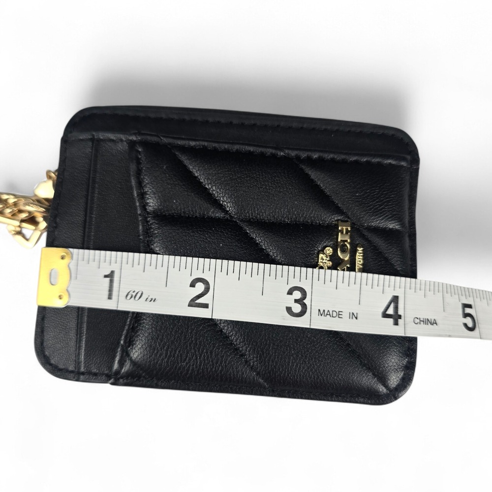 Coach Black Zip Card Case With Quilting Gold Hardware - Picture 4 of 6